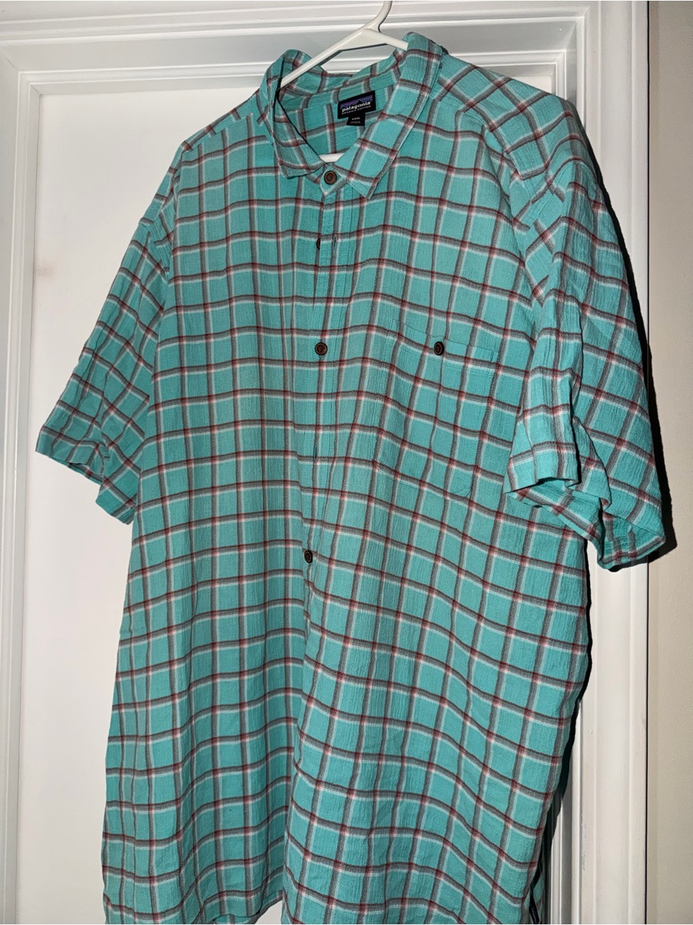 Men’s Patagonia Teal Plaid Short-Sleeve Button-Up Shirt